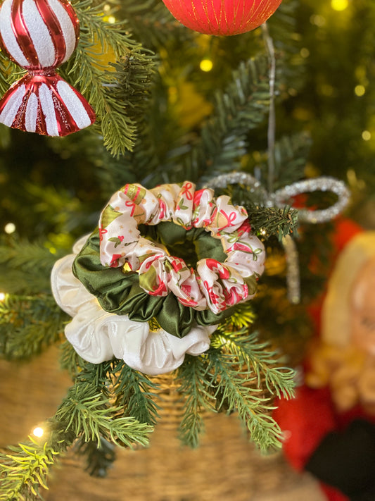 Silver Bells Mini Scrunchie Ornament Set