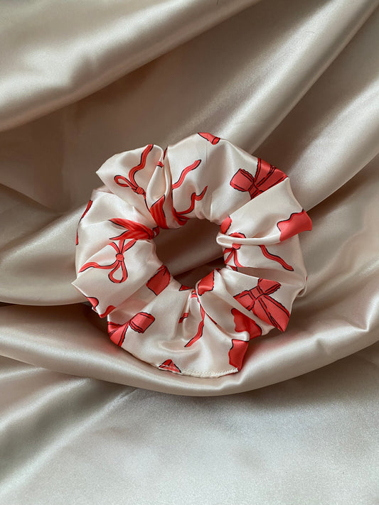 Red Bow Satin Scrunchie