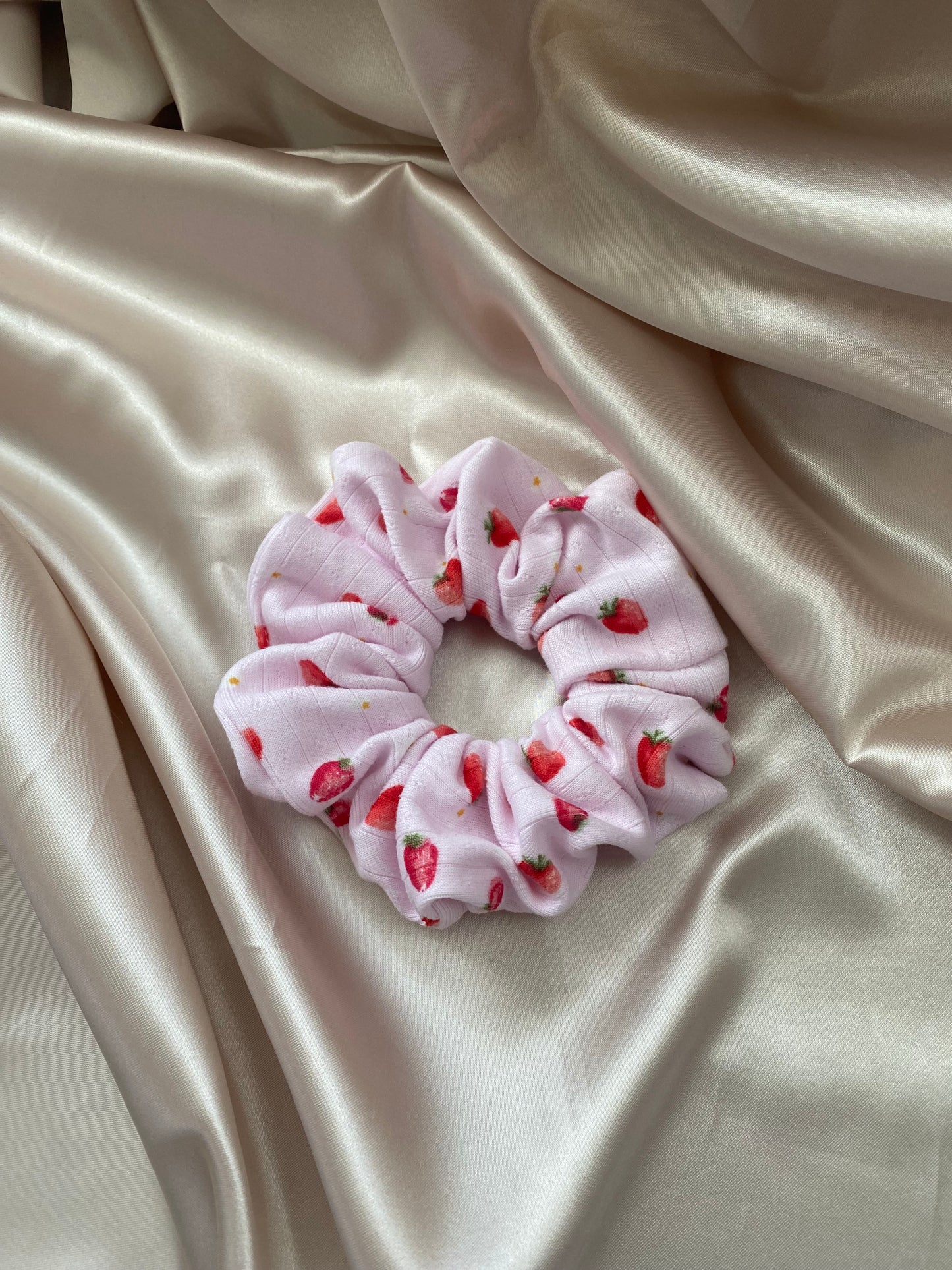 Pink Strawberry Fields Scrunchie