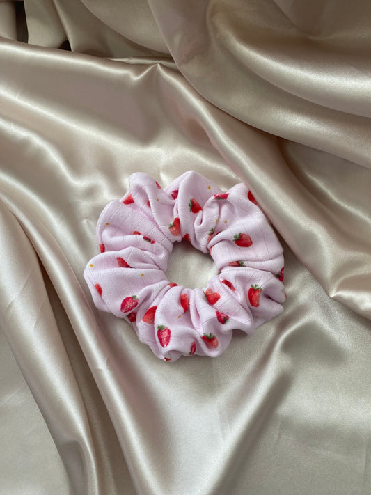 Pink Strawberry Fields Scrunchie