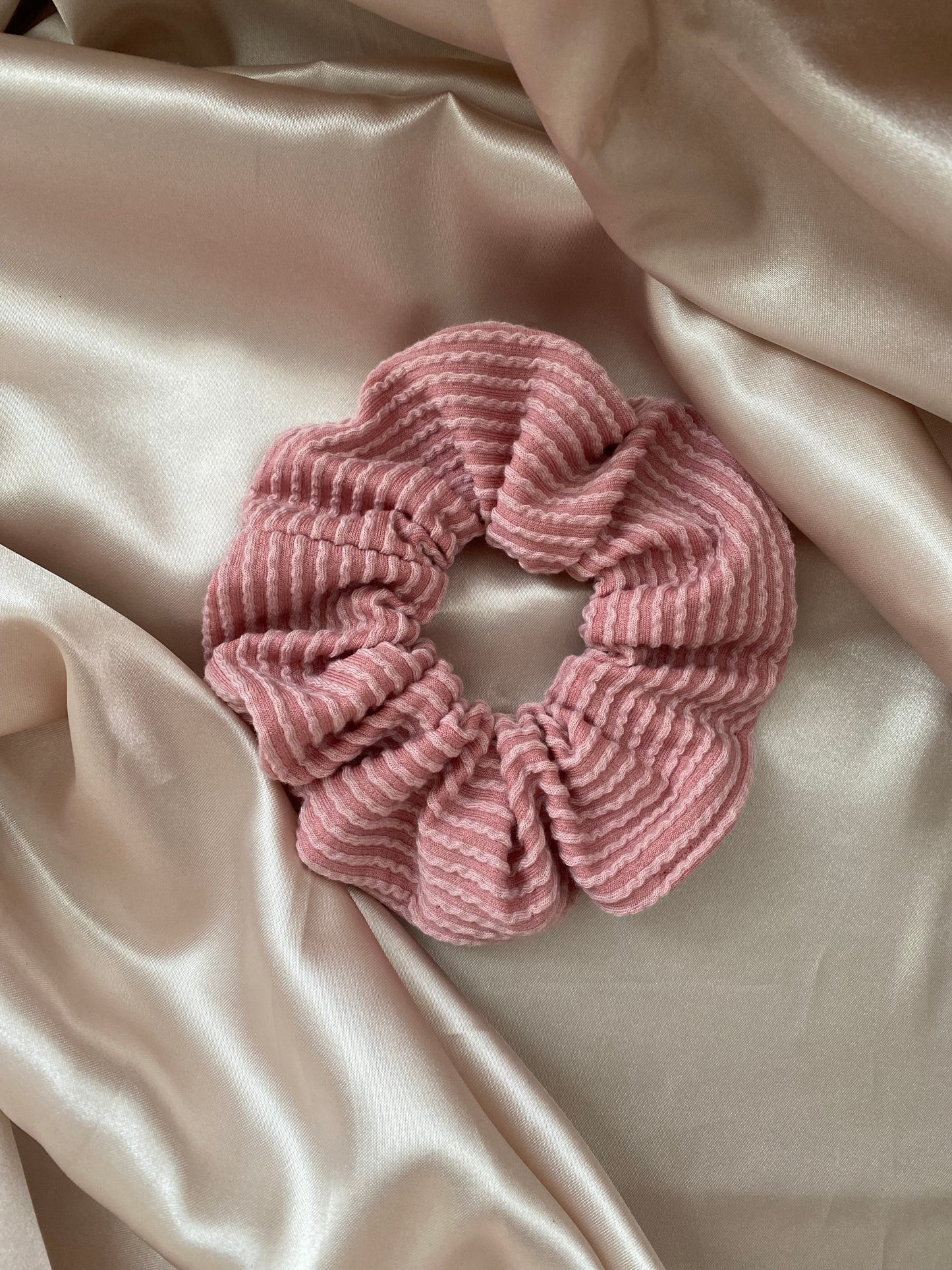 Pink Ribbed Scrunchie