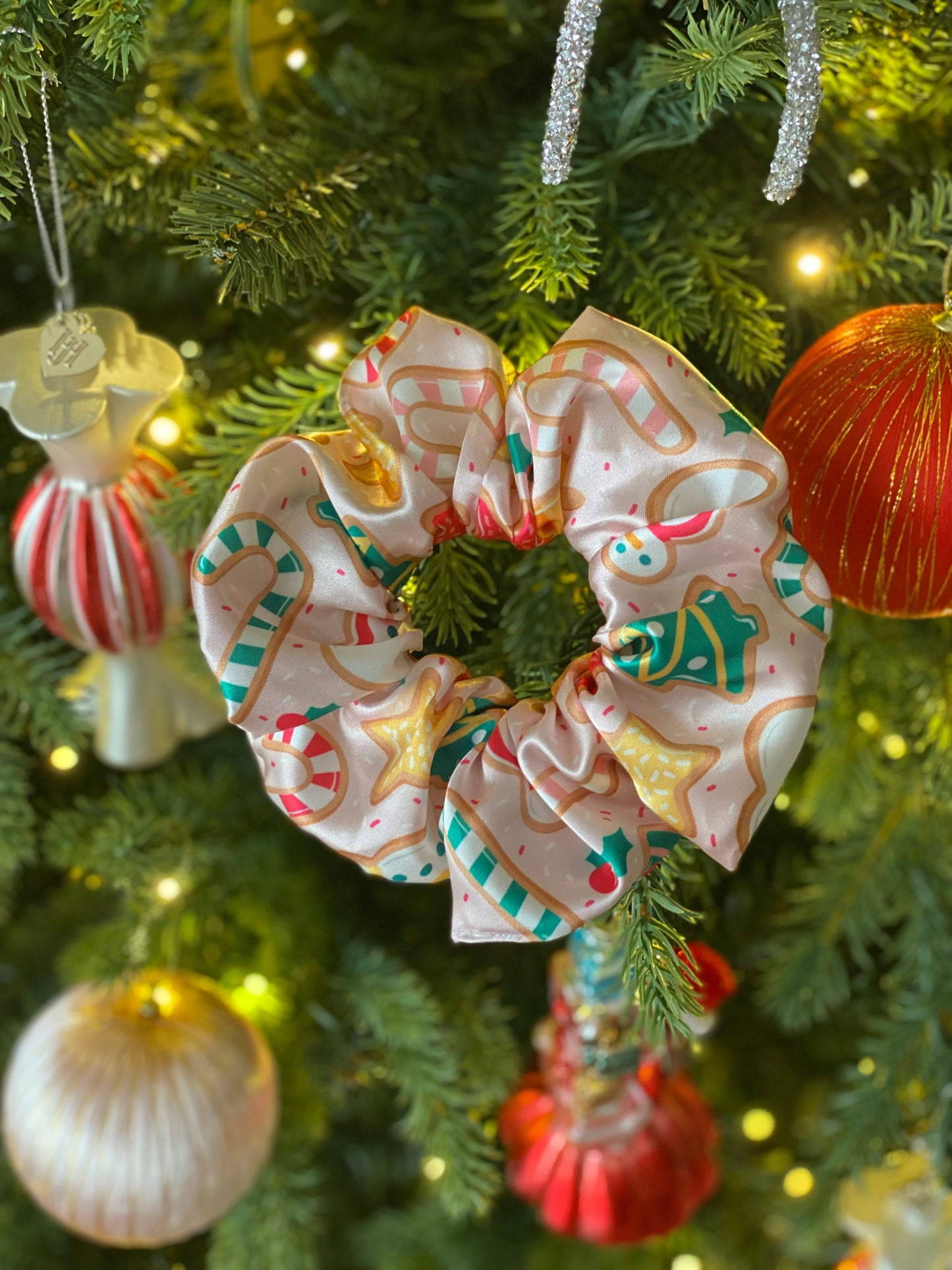 Christmas Cookie Satin Scrunchie