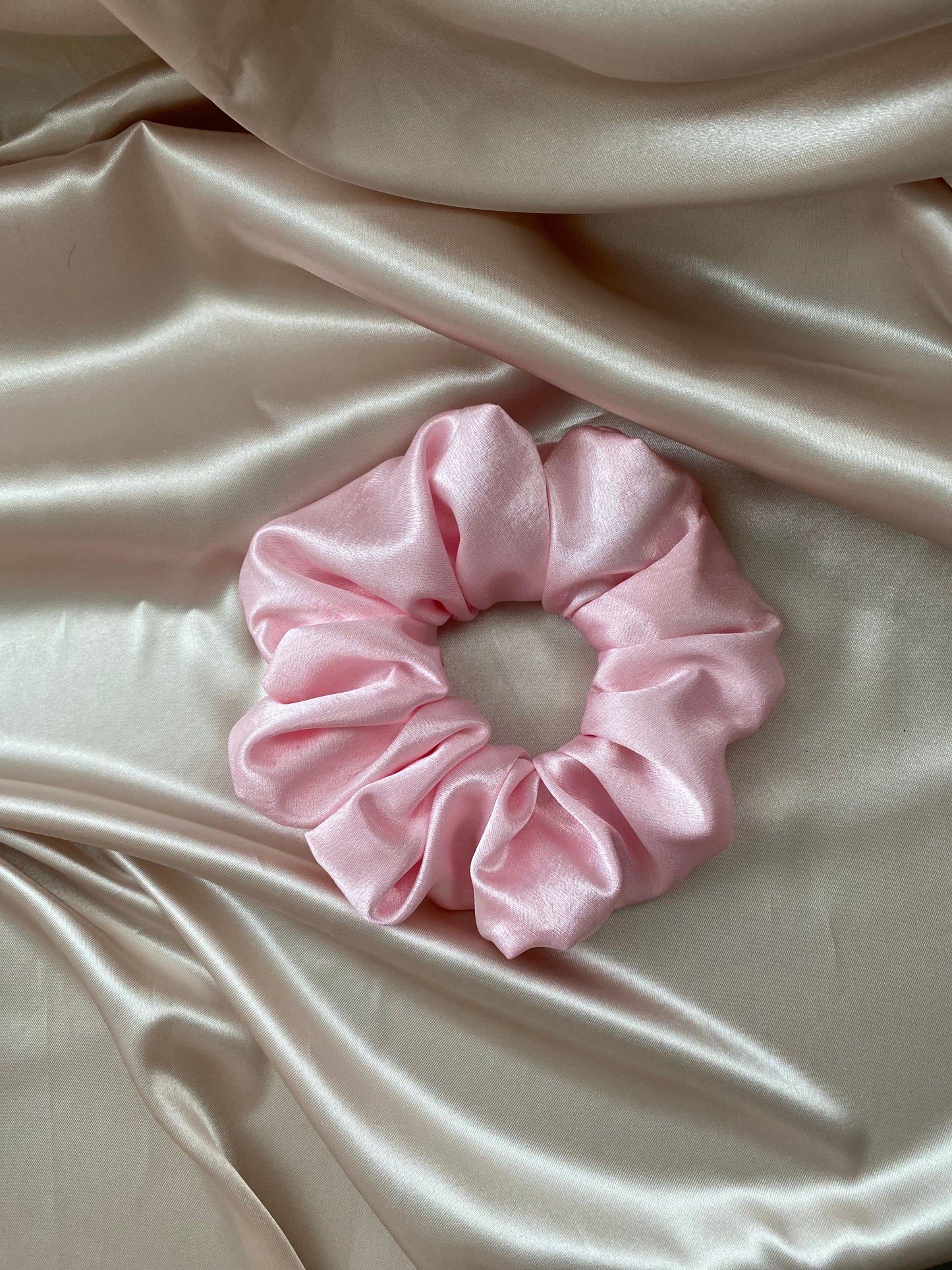 Pink Satin Scrunchie