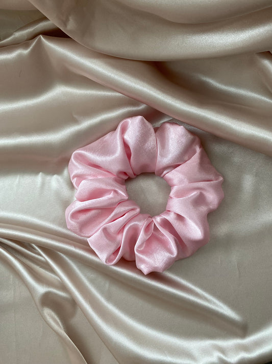 Pink Satin Scrunchie