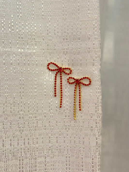 Ruby Red Bow Earrings